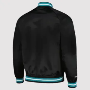 Mitchell & Ness Charlotte Hornets Black Hardwood Classics Satin Varsity Jacket