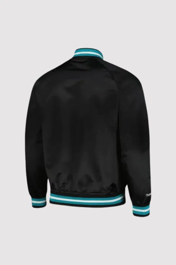 Mitchell & Ness Charlotte Hornets Black Hardwood Classics Satin Varsity Jacket