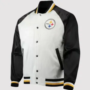 NFL Pittsburgh Steelers Black/White Satin Varsity Jacket