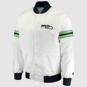 Seattle Seahawks The Rookie White Satin Varsity Jacket