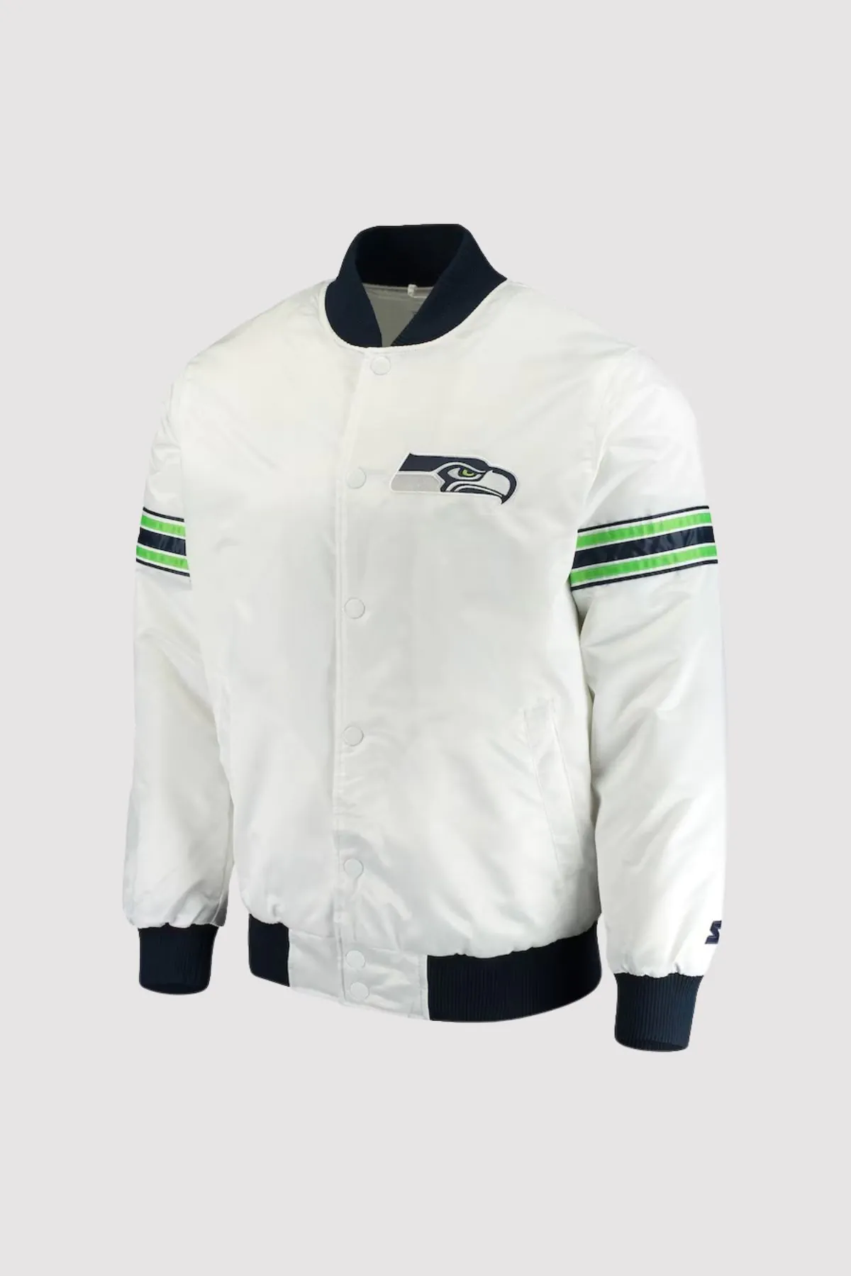 Seattle Seahawks The Rookie White Satin Varsity Jacket