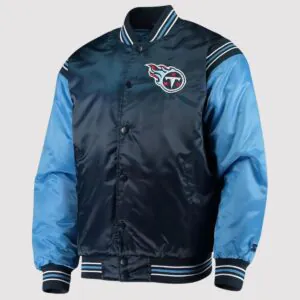 Tennessee Titans Enforcer Navy/Light Blue Satin Varsity Jacket