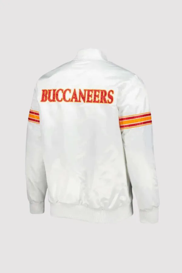 The Power Tampa Bay Buccaneers White Satin Varsity Jacket - Image 2