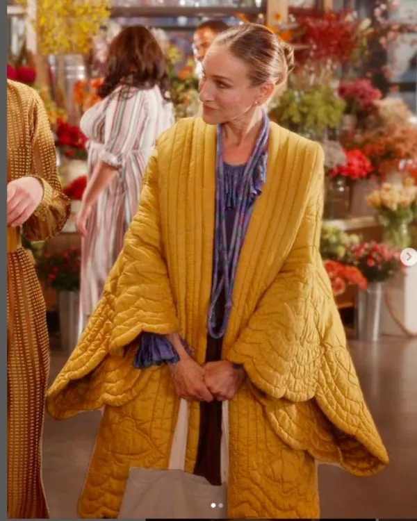 And Just Like That S02 Sarah Jessica Parker Yellow Scalloped Coat