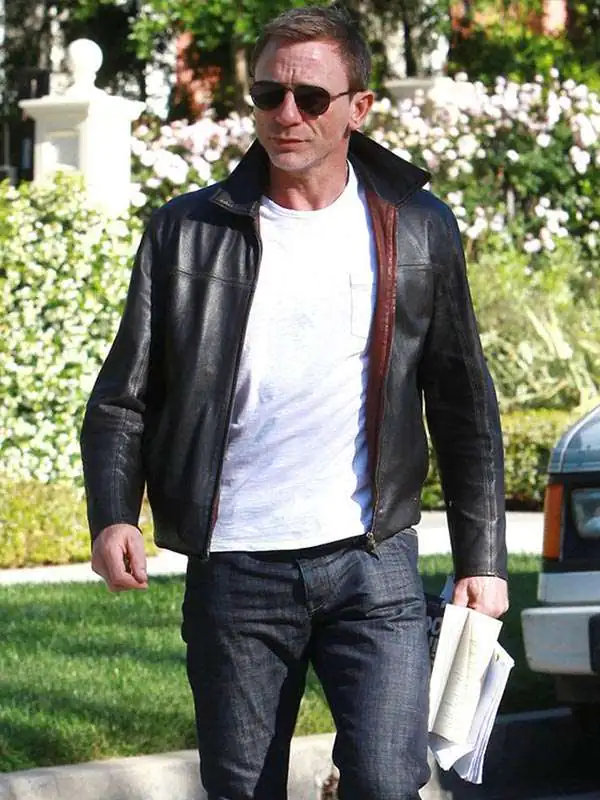 Layer Cake Daniel Craig Black Leather Jacket