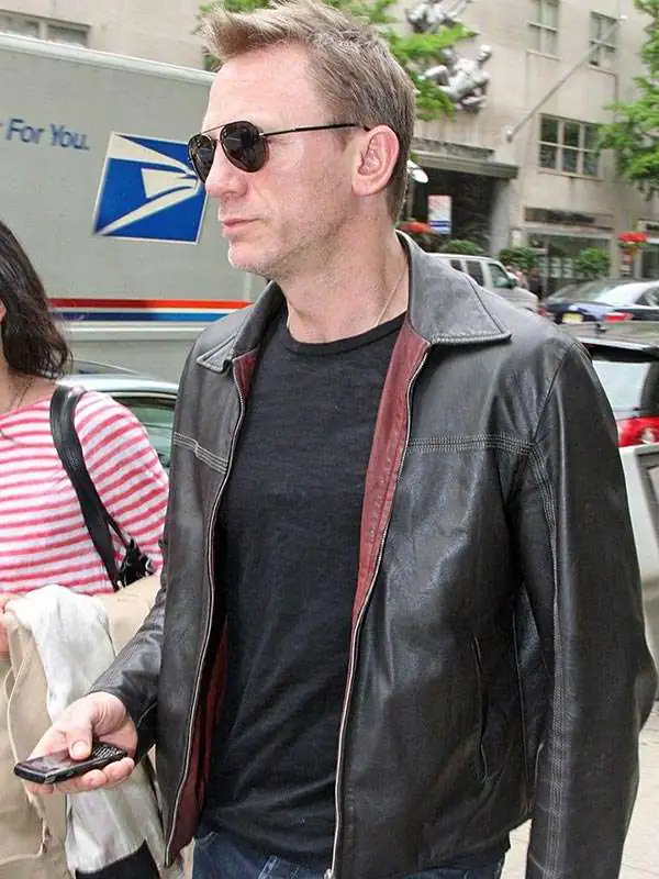 Layer Cake Daniel Craig Black Leather Jacket