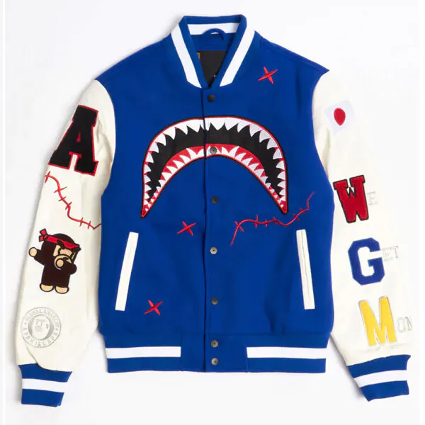 Robert Phillipe We Killed Ape Blue Wool Varsity Jacket