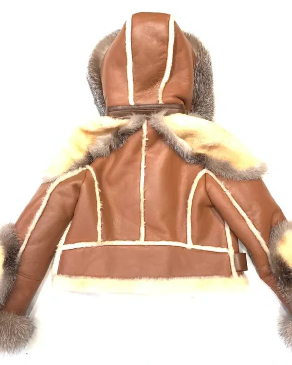 Women’s Natural Fox Shearling Aviator Jacket