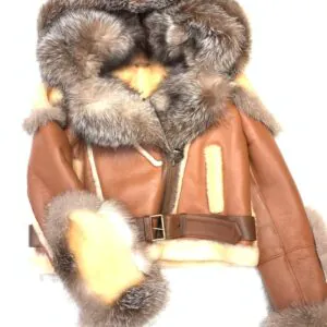 Women’s Natural Fox Shearling Aviator Jacket