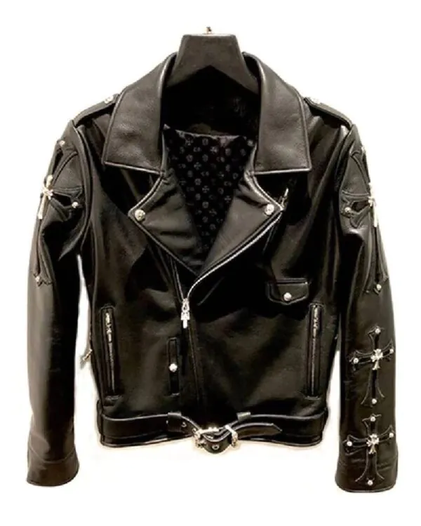 Chrome Hearts Asymmetrical Biker Leather Jacket