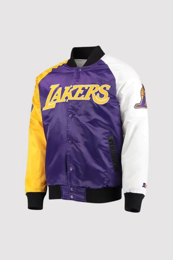 Los Angeles Lakers Tricolor Satin Varsity Jacket