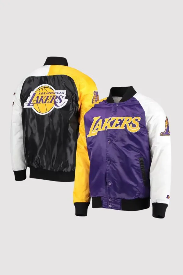 Los Angeles Lakers Tricolor Satin Varsity Jacket