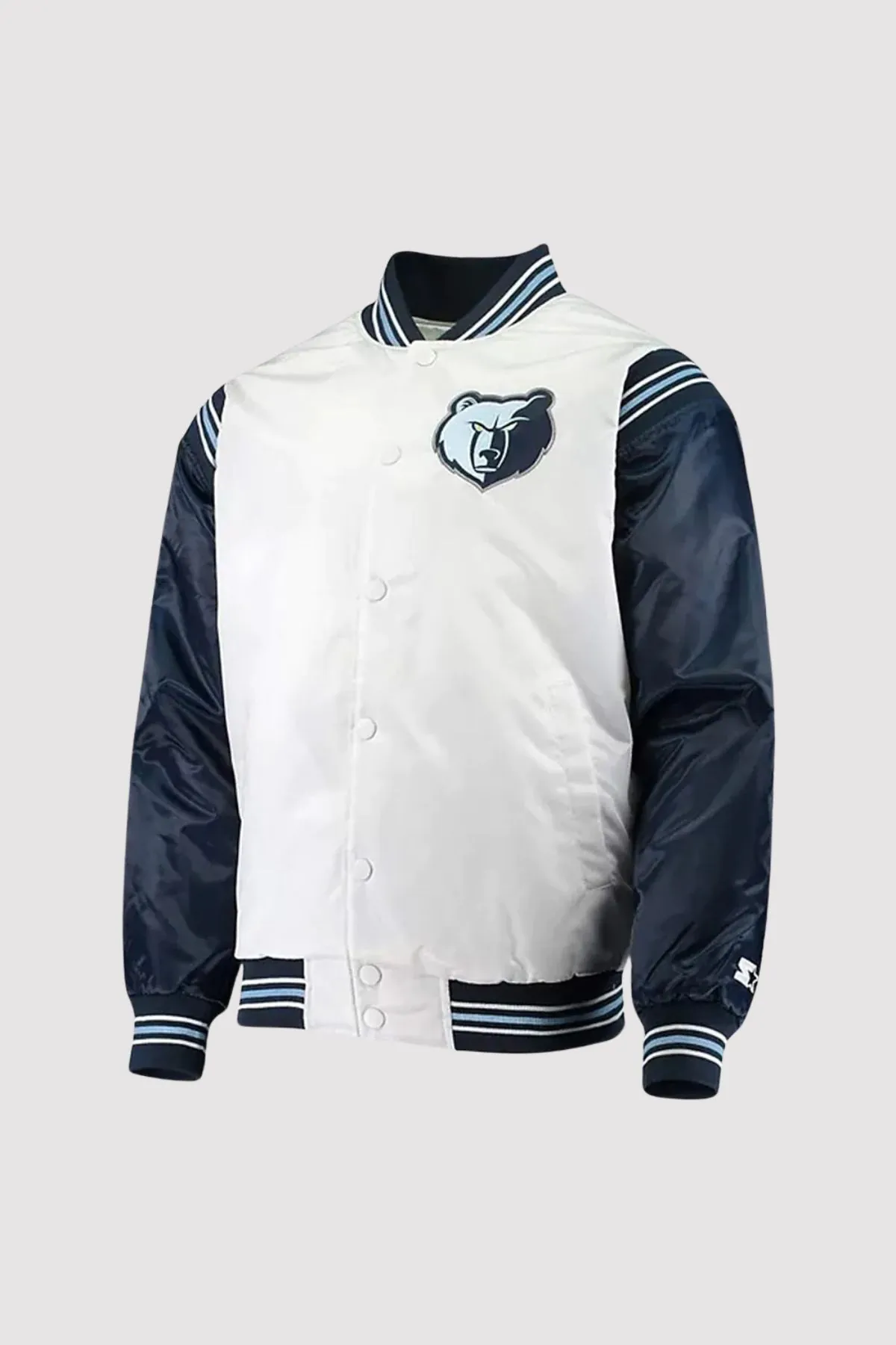 Memphis Grizzlies Renegade White & Navy Satin Varsity Jacket