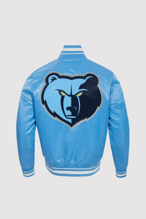 Memphis Grizzlies Script Tail Blue Satin Varsity Jacket