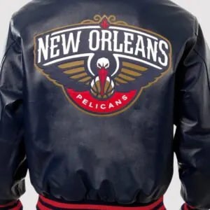 New Orleans Pelicans Navy Blue Leather Varsity Jacket