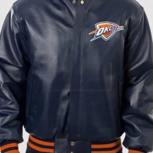 New Orleans Pelicans Navy Blue Leather Varsity Jacket