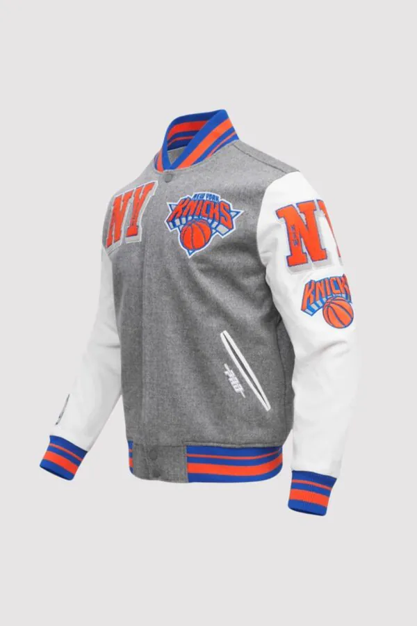 New York Knicks Mashup Wool and Leather Varsity Jacket