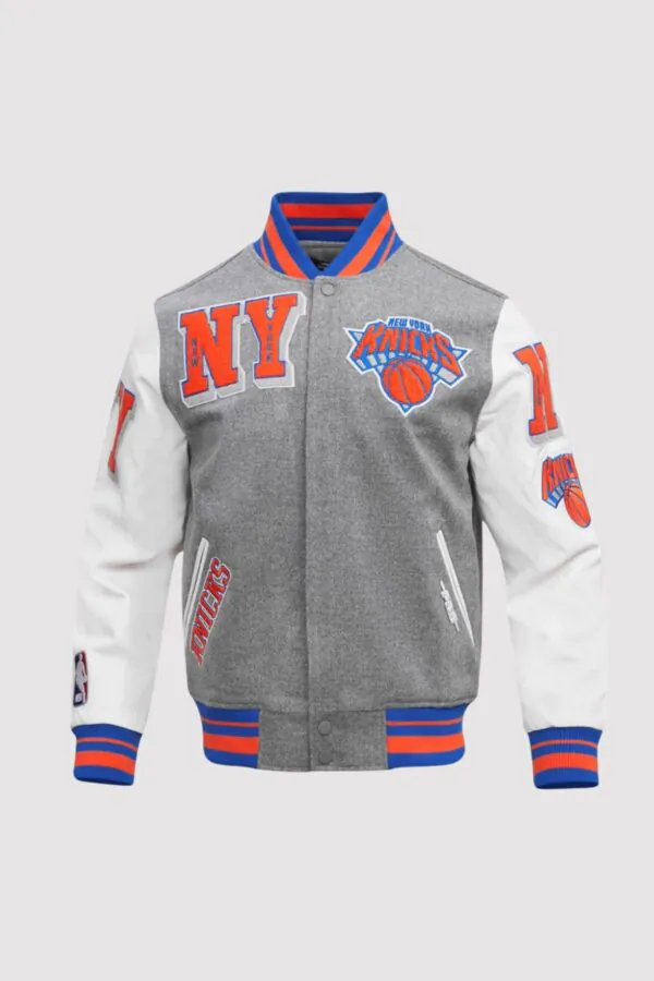 New York Knicks Mashup Wool and Leather Varsity Jacket