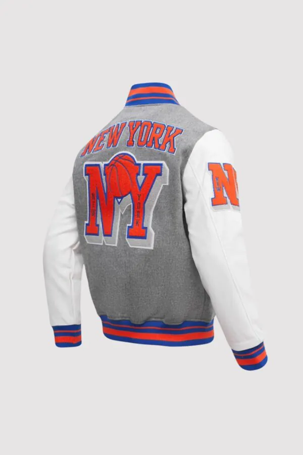 New York Knicks Mashup Wool and Leather Varsity Jacket