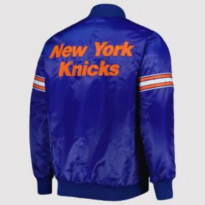 New York Knicks Pick & Roll Blue Satin Varsity Jacket