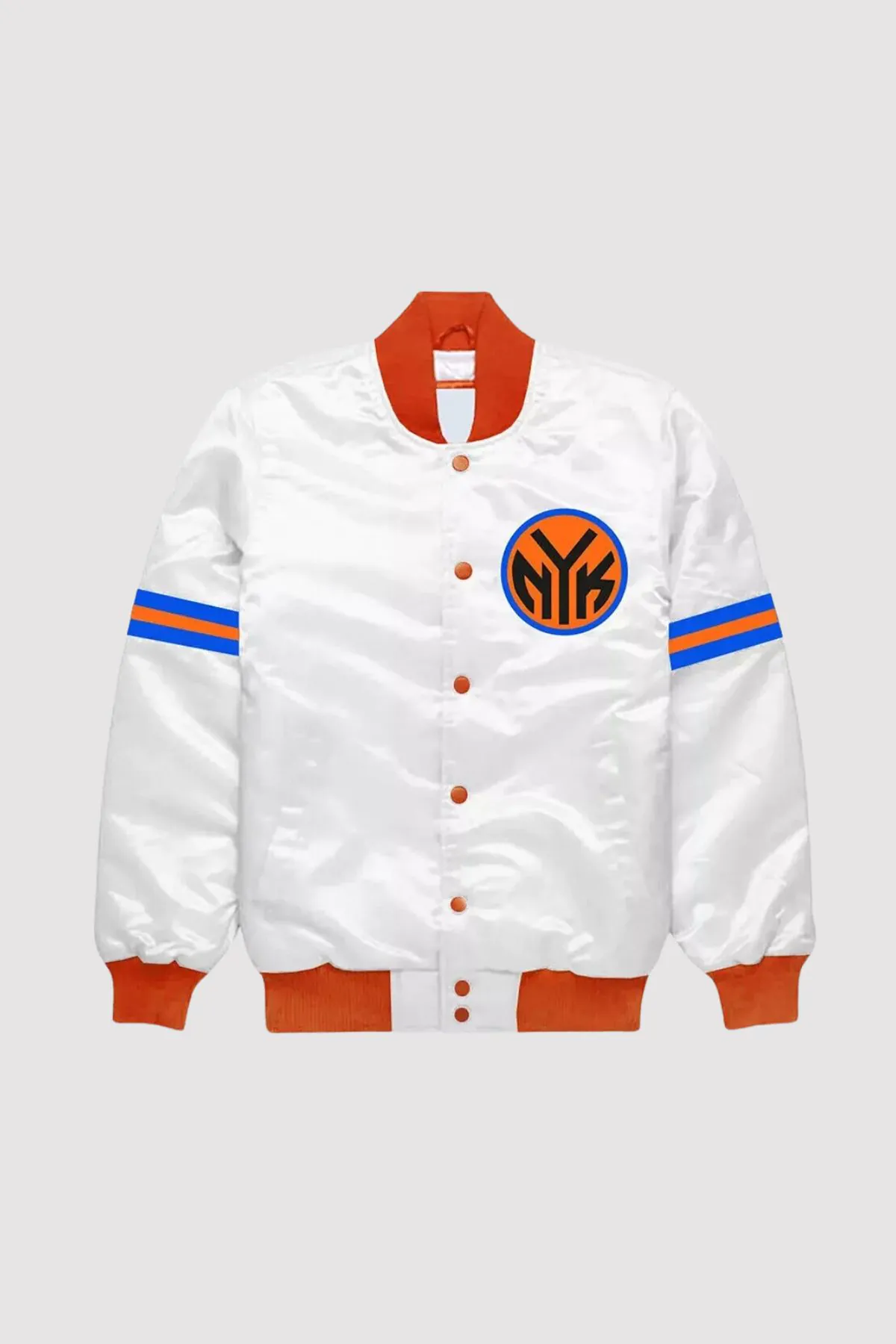 New York Knicks Striped White Bomber Jacket