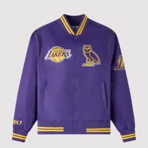 OVO X NBA Los Angeles Lakers Purple Varsity Jacket