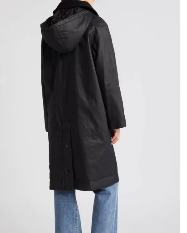 Bernardo Black Waxed Cotton Twill Coat