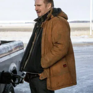 The Ice Road Liam Neeson Brown Hooded Jacket