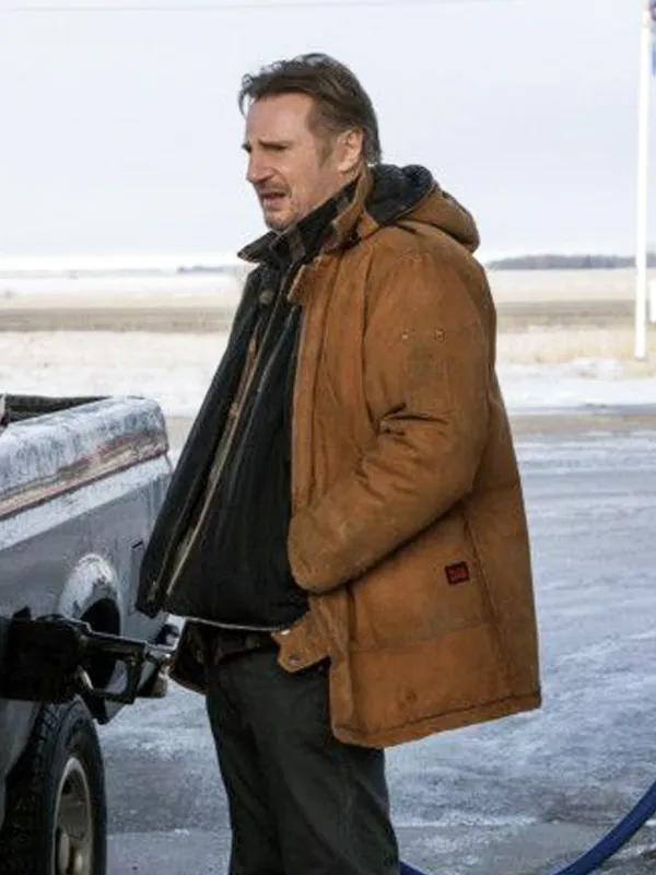 The Ice Road Liam Neeson Brown Hooded Jacket