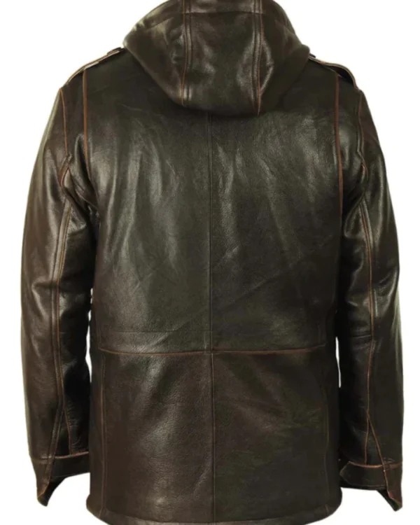 M-65 Cap Brown Field Leather Military Jacket