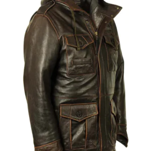 M-65 Cap Brown Field Leather Military Jacket