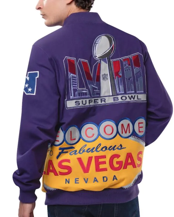 Men’s Super Bowl LVIII G-III Sports by Carl Banks Purple Dynasty Full-Zip Racing Jacket