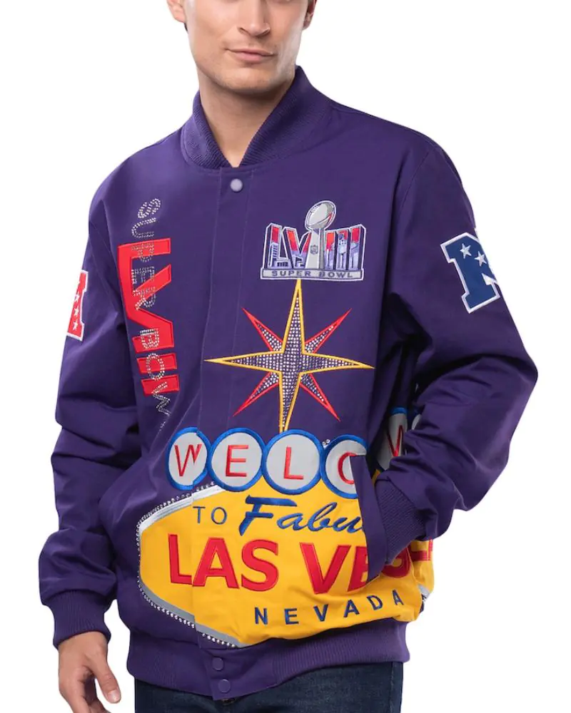 Men’s Super Bowl LVIII G-III Sports by Carl Banks Purple Dynasty Full-Zip Racing Jacket