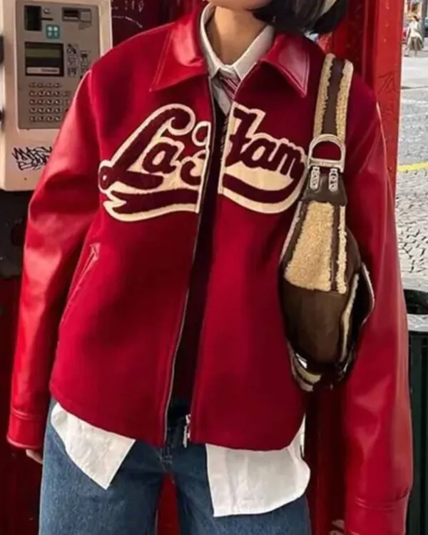 La Fam Red Varsity Jacket