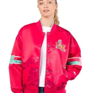 Women’s Starter Pink Super Bowl LIX Interception Full-Snap Varsity Jacket