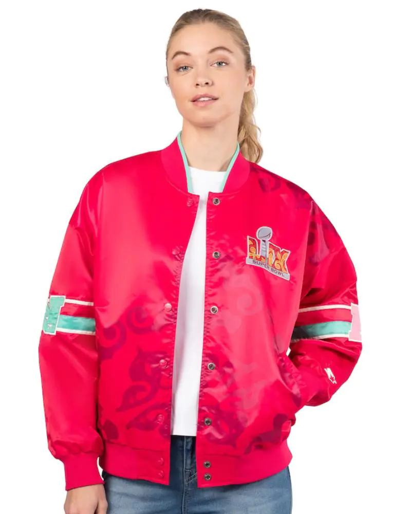 Women’s Starter Pink Super Bowl LIX Interception Full-Snap Varsity Jacket