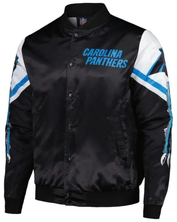 Men’s Chalk Line Black Carolina Panthers Fanimation Satin Full-snap Jacket