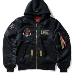 STRICT-G x ALPHA Mobile Suit Gundam SEED FREEDOM Black MA-1 Jacket