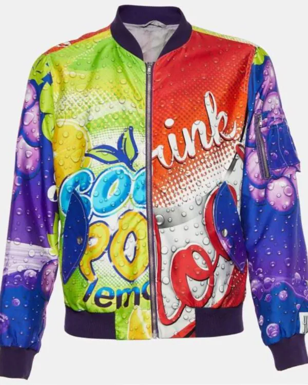 Moschino Couture Multicolor Soda Pop Print Synthetic Bomber Jacket