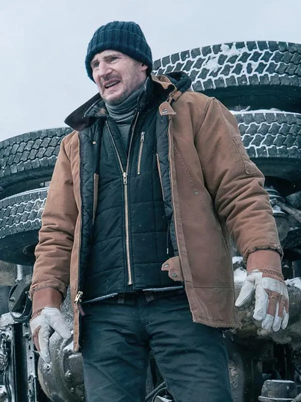 The Ice Road Liam Neeson Brown Hooded Jacket