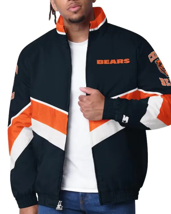 Chicago Bears Captain Navy Varsity Satin Jacket