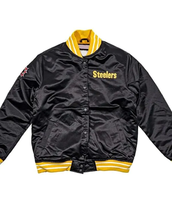 NFL Black Pittsburgh Steelers Heavyweight Satin Jacket USA Jackets