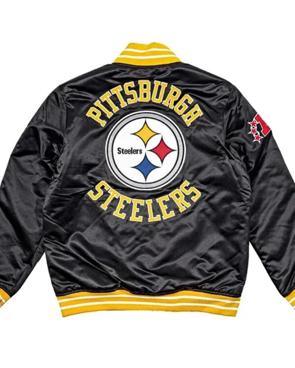 NFL Black Pittsburgh Steelers Heavyweight Satin Jacket USA Jackets