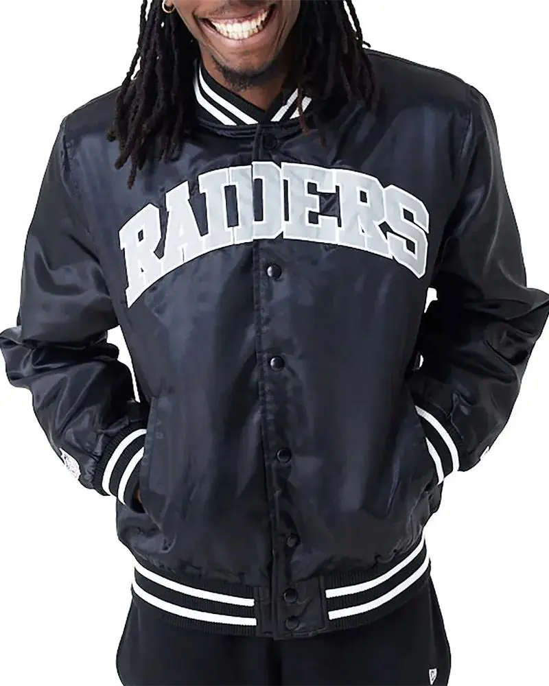 NFL Las Vegas Raiders Black Bomber Satin Jacket