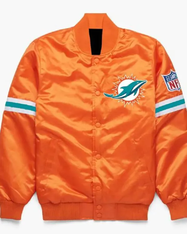 NFL Miami Dolphins Orange Satin Jacket