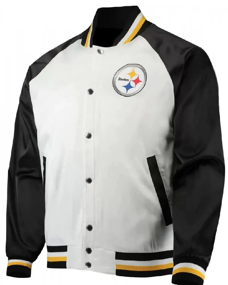 Pittsburgh Steelers NFL Satin White and Black Jacket